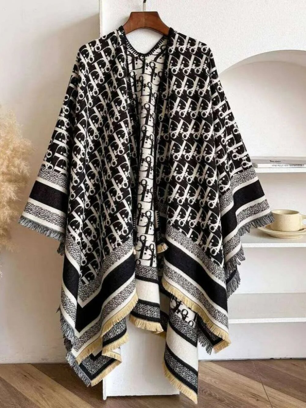 NEW! EXQUISITE LUXURY VIBES SHAWL PONCHO FRINGED